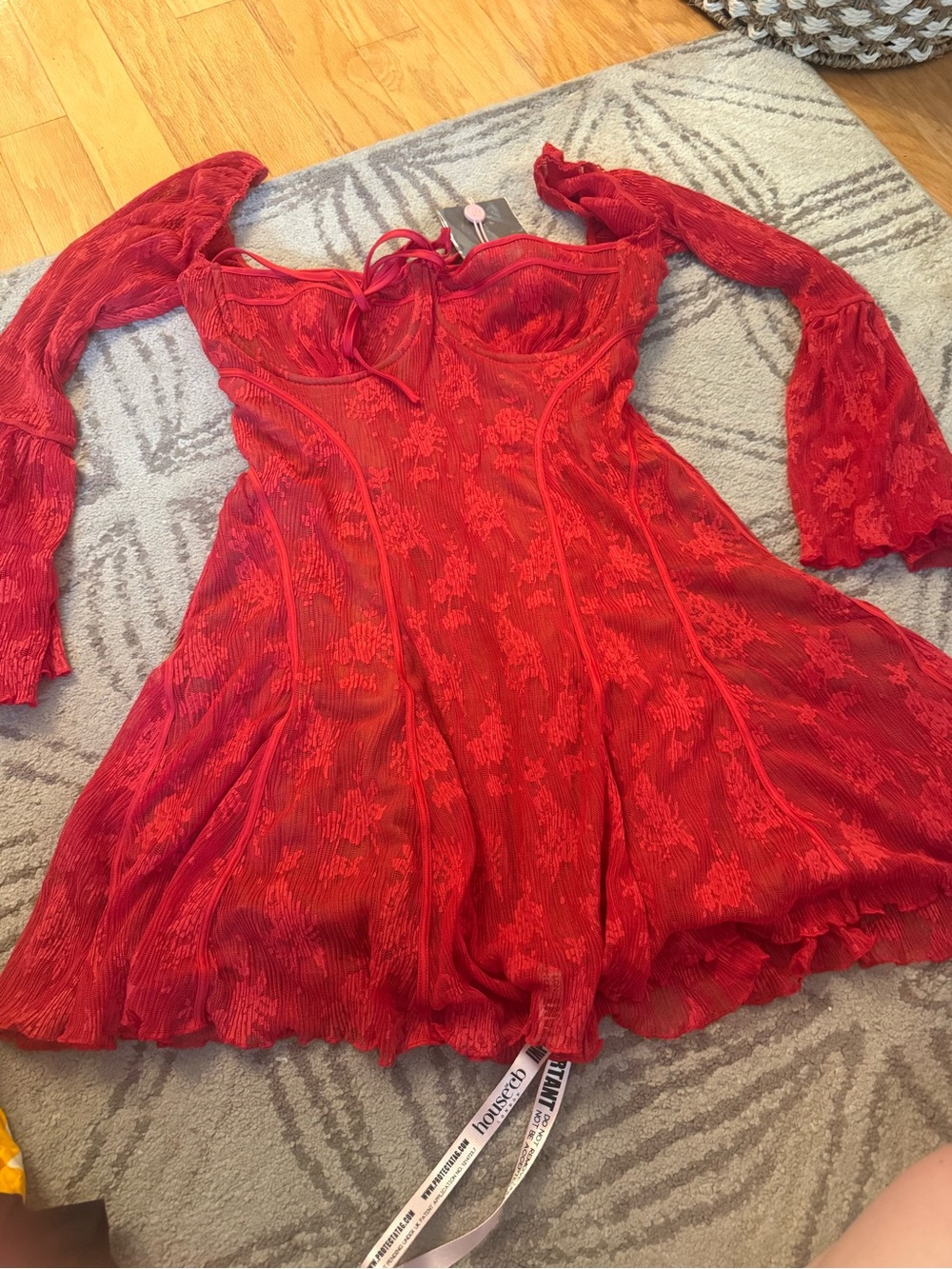 House of CB Red Lace Mini Dress